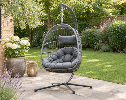 Holly Single Folding Hanging Chair with Cover - Charcoal/Grey