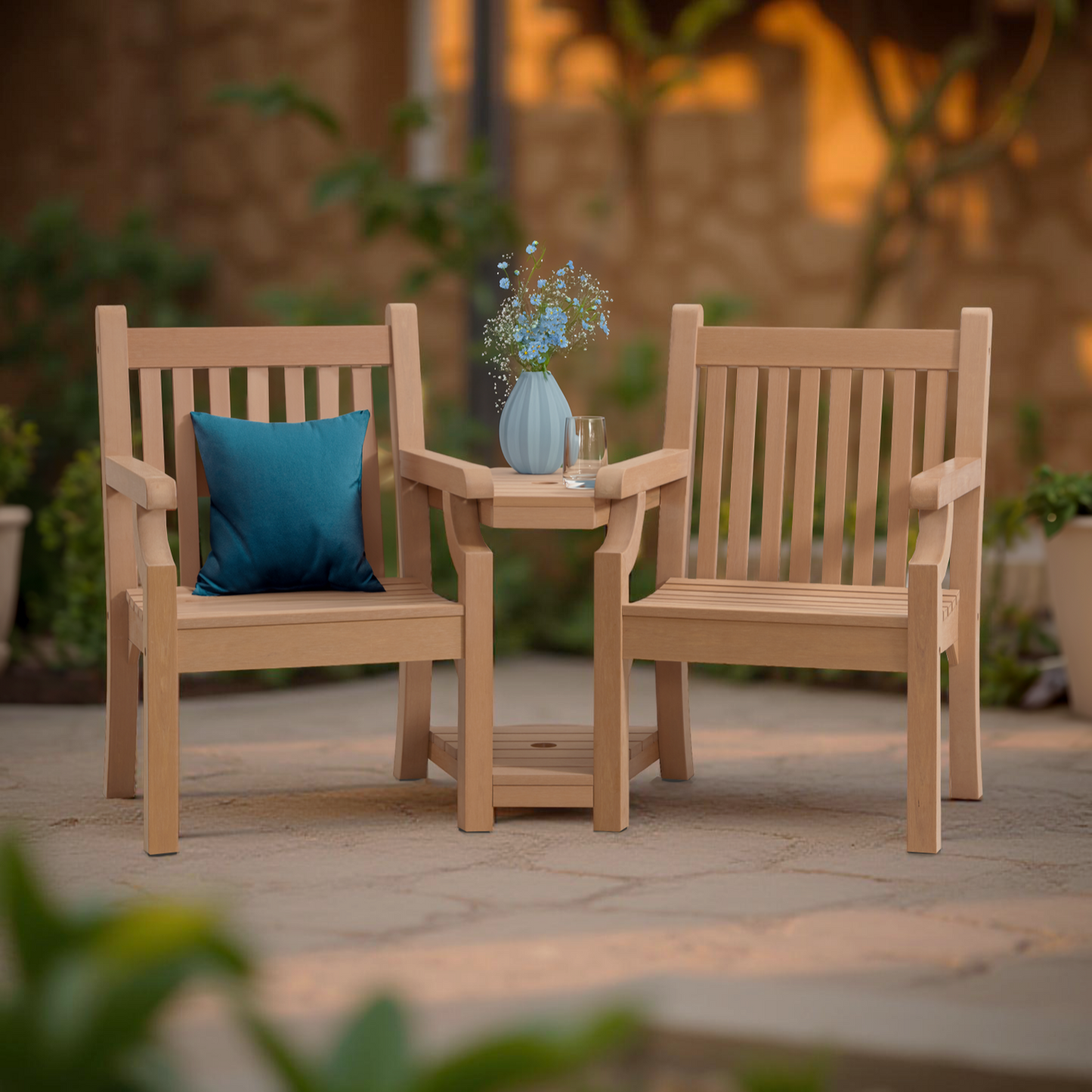 Winawood Sandwick Wood Effect Love Seat - New Teak