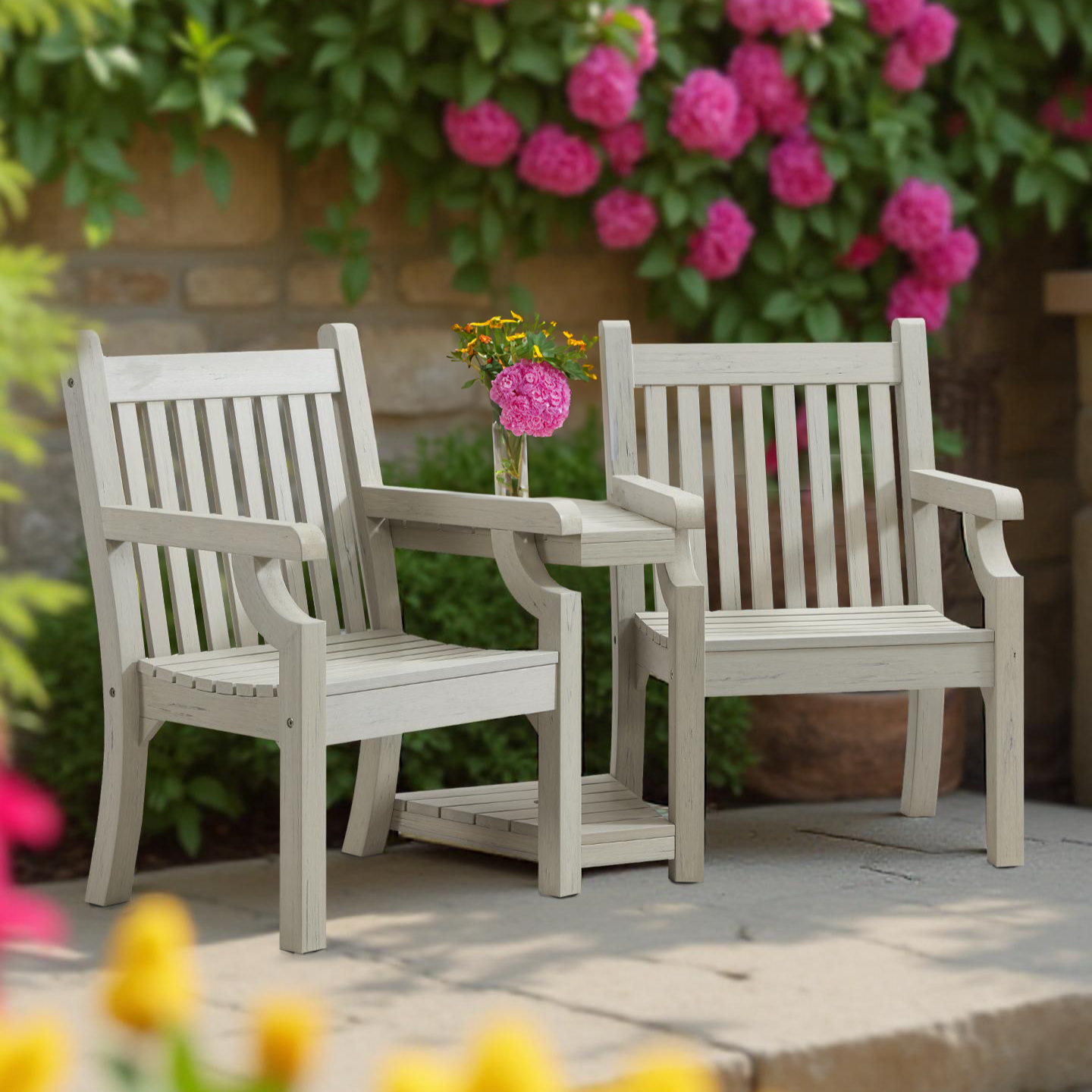 Winawood Sandwick Wood Effect Love Seat - Stone Grey