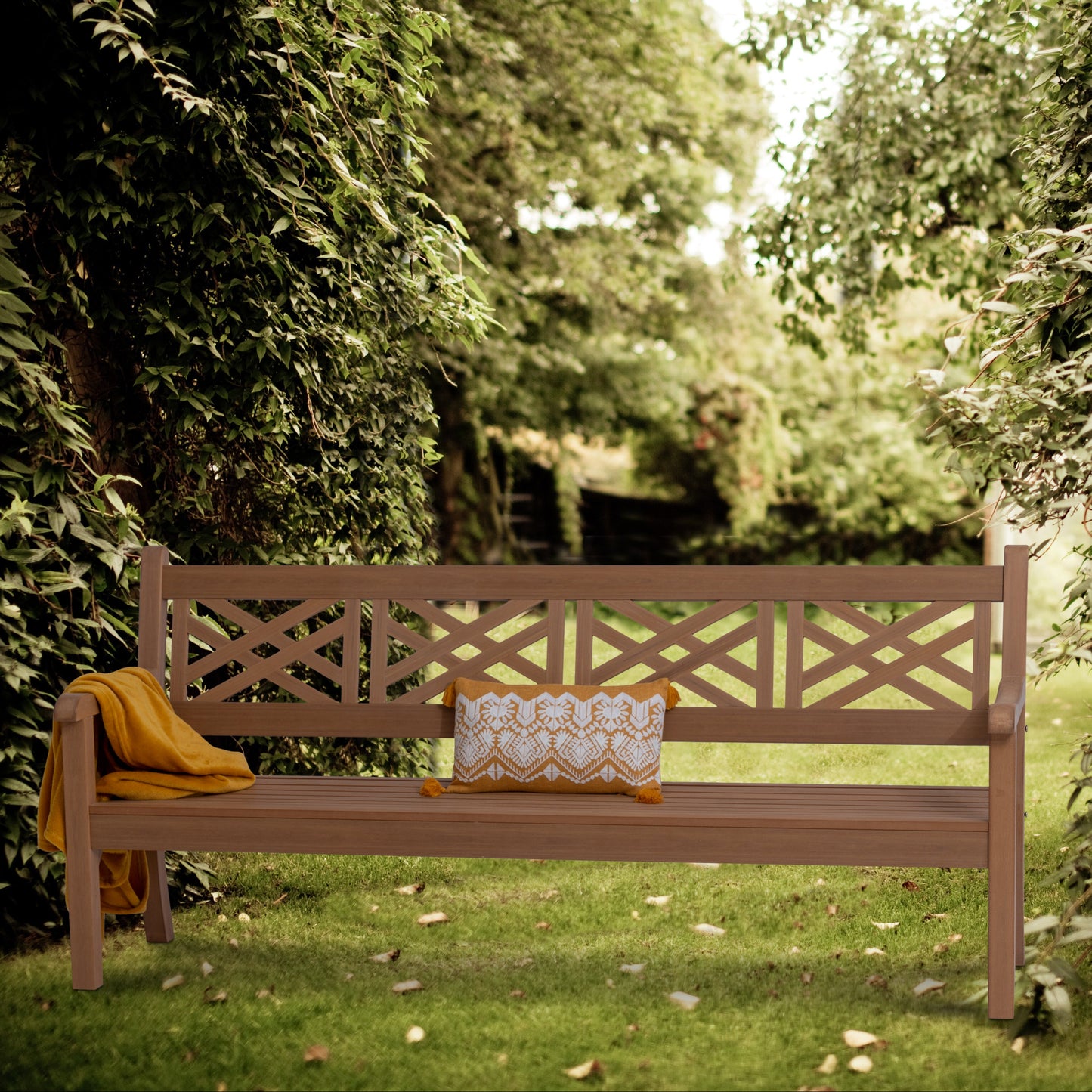 Winawood Speyside 4 Seater Wood Effect Bench - Powder Blue