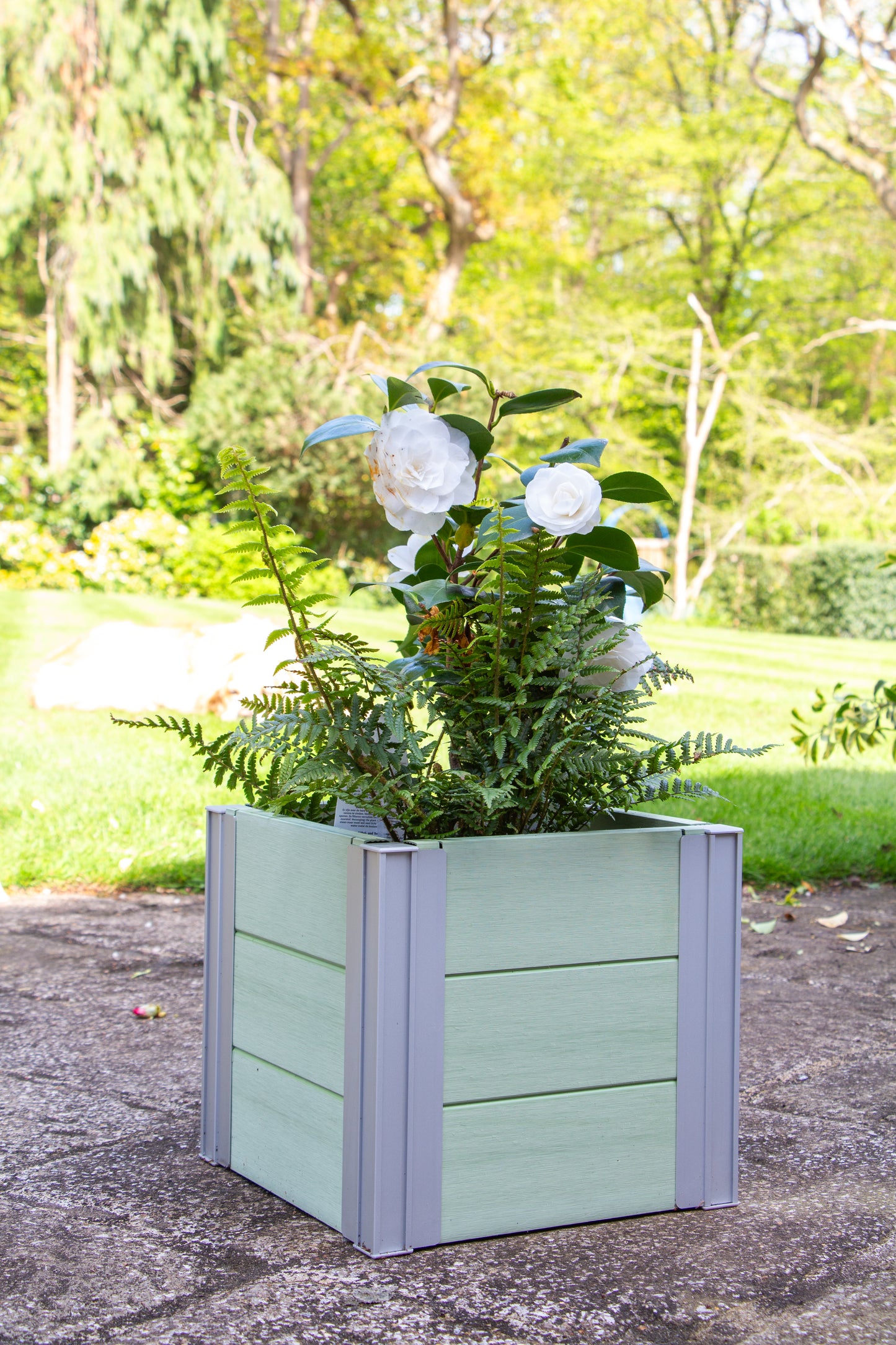 Winawood Wood Effect Small Cube Planter - Duck Egg Green