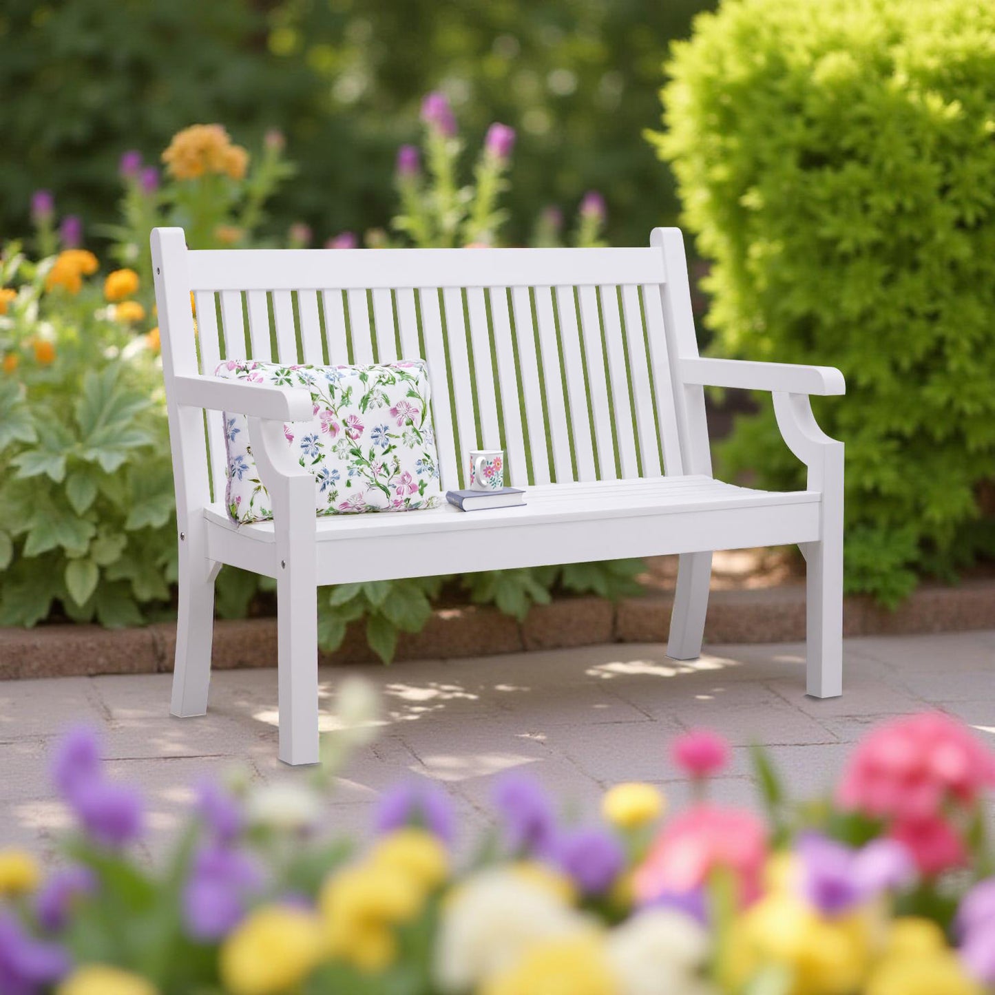 Winawood Sandwick 2 Seater Wood Effect Bench - Nordic White