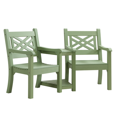 Winawood Speyside Wood Effect Love Seat - Duck Egg Green