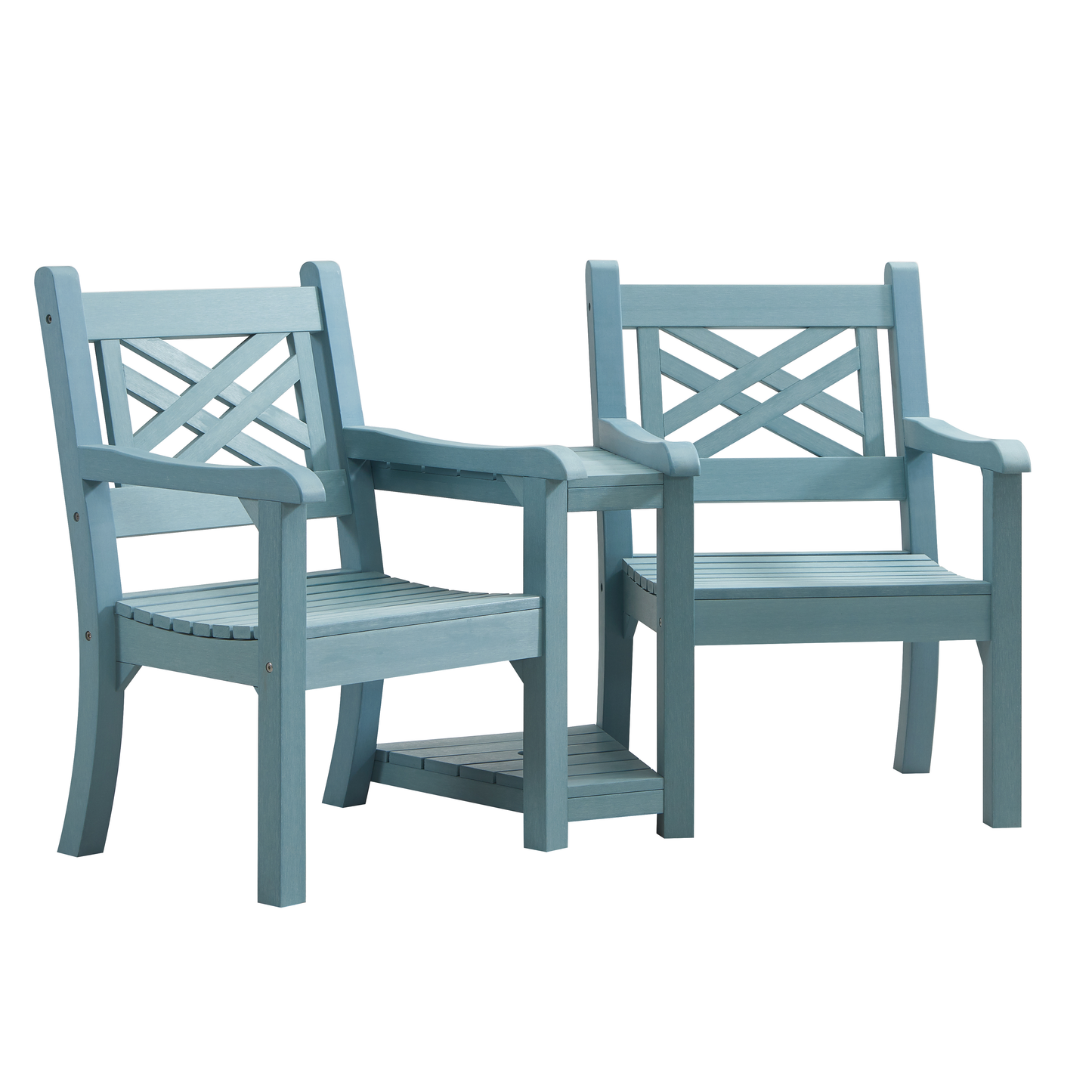 Winawood Speyside Wood Effect Love Seat - Powder Blue