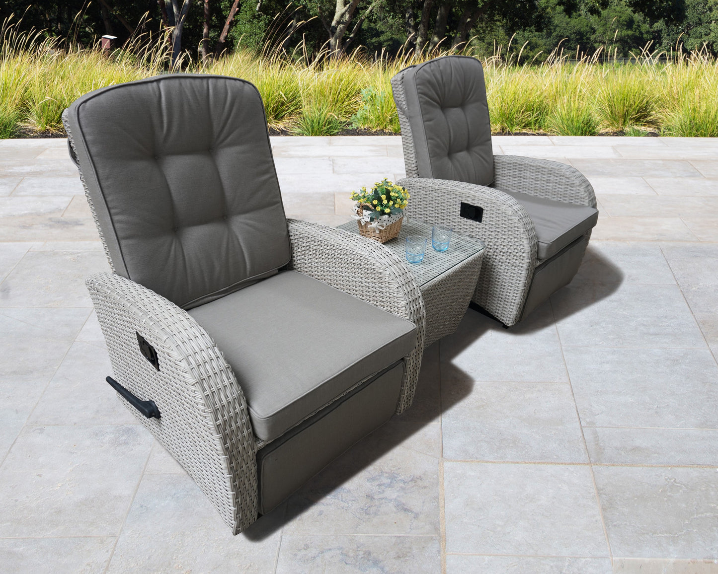 Bellevue Rocking & Reclining Set - Natural/Cappuccino