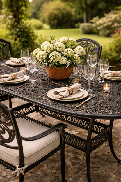 Cast Aluminium 6 Seater Oval Dining Set