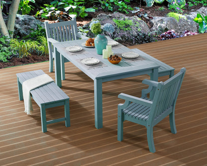 Winawood Backless 2 Seater Wood Effect Bench - Powder Blue