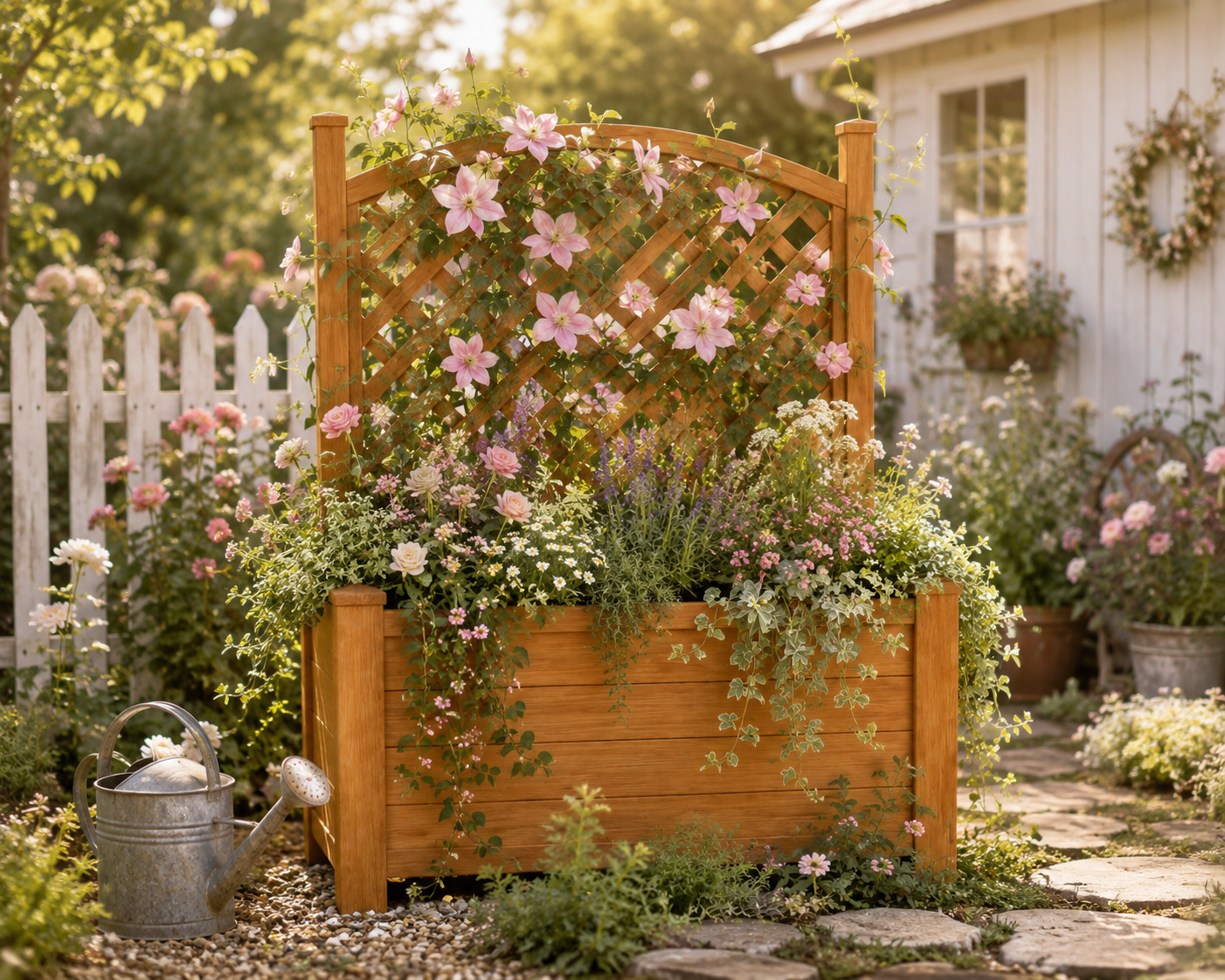 Winawood Blenheim Raised Large Rectangular Planter With Trellis