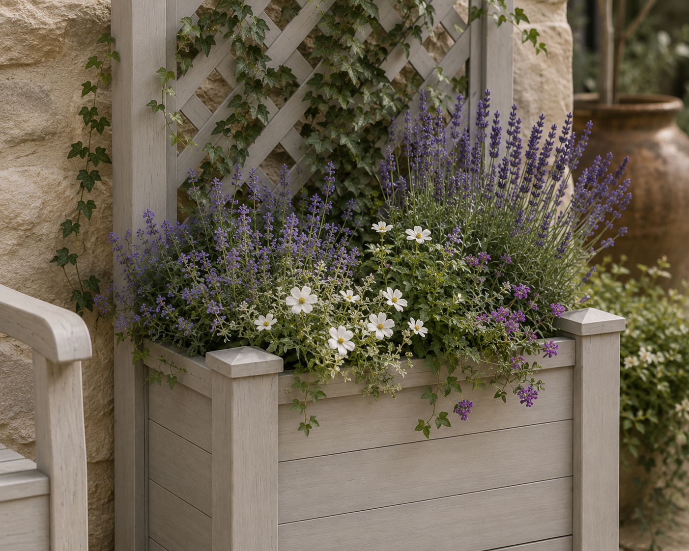 Winawood Blenheim Raised Rectangular Planter with Trellis