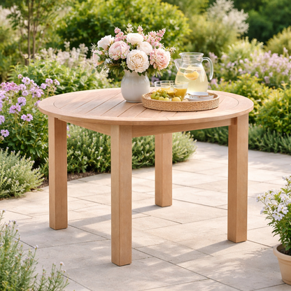 Winawood Wood Effect Round Dining Table - L110cm x D110cm x H76cm