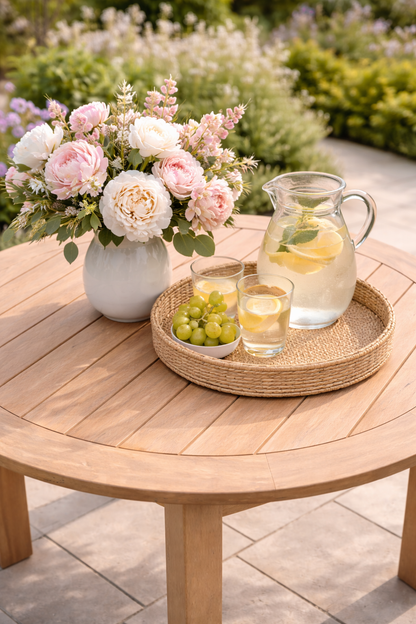 Winawood Wood Effect Round Dining Table - L110cm x D110cm x H76cm