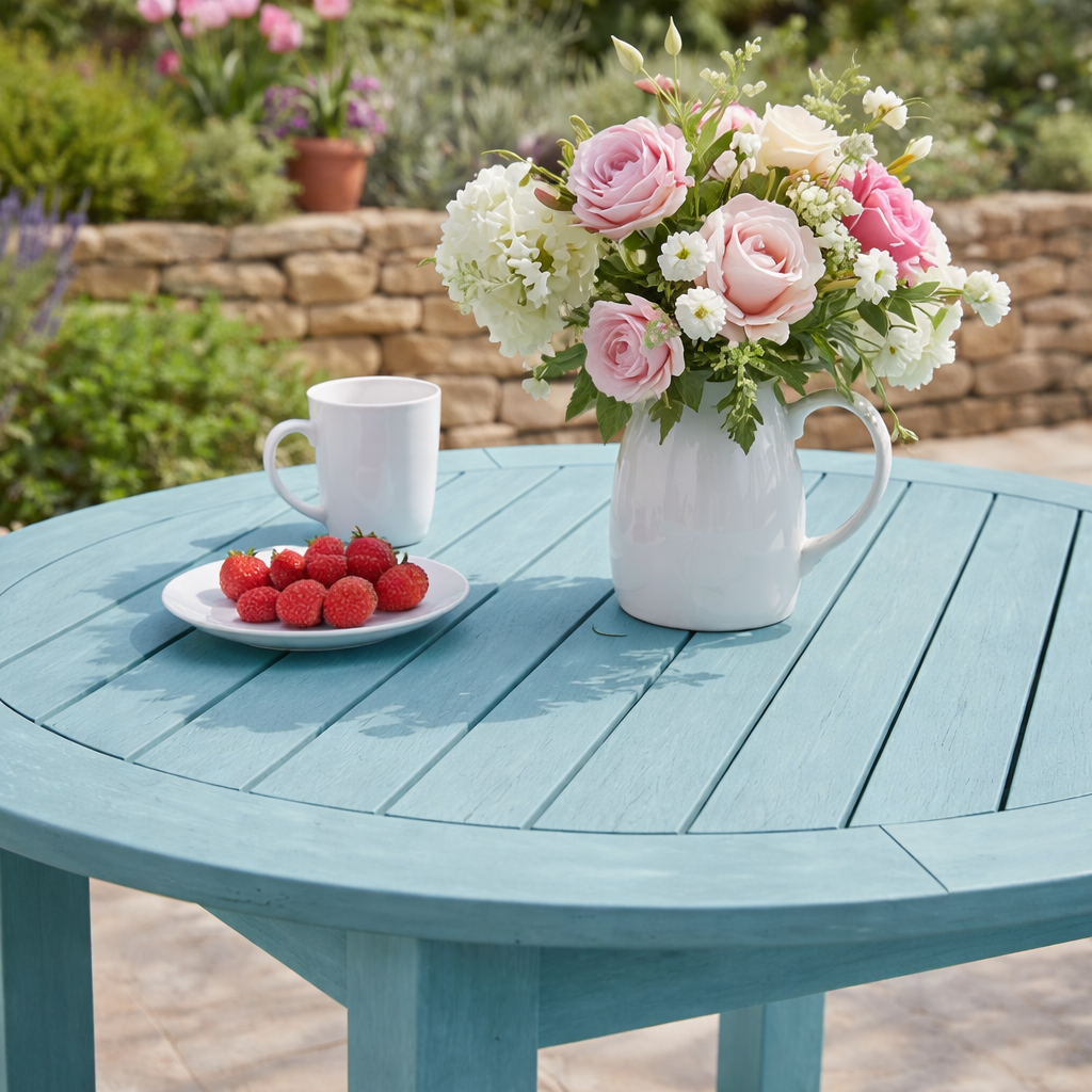 Winawood Wood Effect Round Dining Table - L110cm x D110cm x H76cm