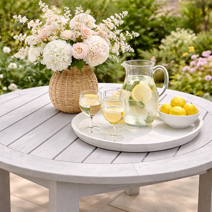 Winawood Wood Effect Round Dining Table - L110cm x D110cm x H76cm