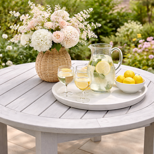 Winawood Wood Effect Round Dining Table - L110cm x D110cm x H76cm