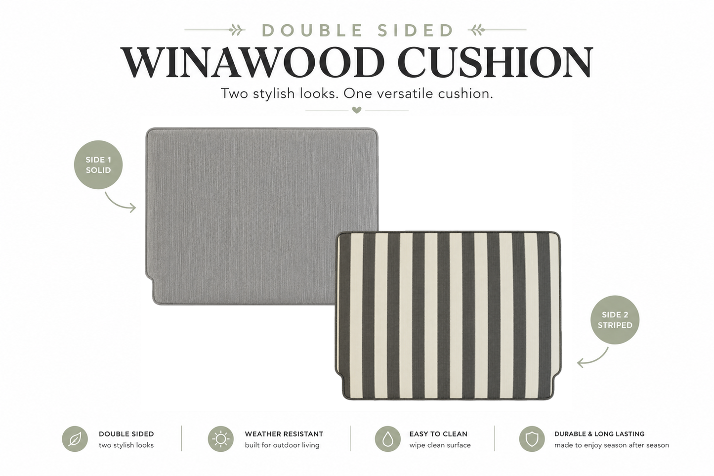 Winawood Double Sided Armchair Cushion - Stripes/Solid