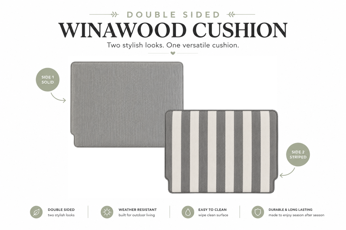 Winawood Double Sided Armchair Cushion - Stripes/Solid