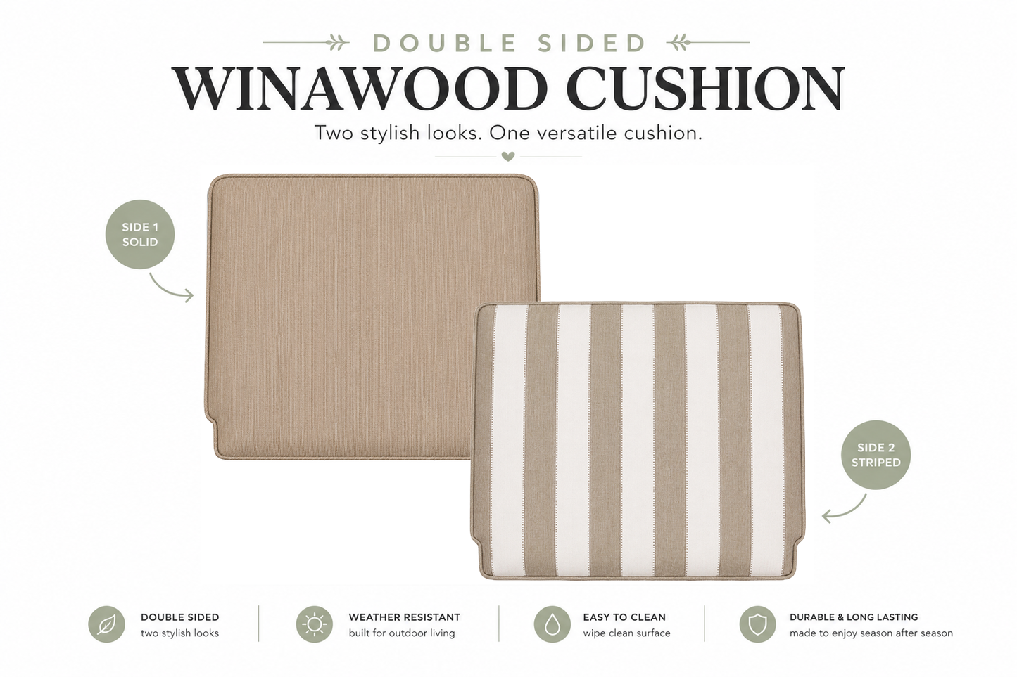 Winawood Double Sided Armchair Cushion - Stripes/Solid