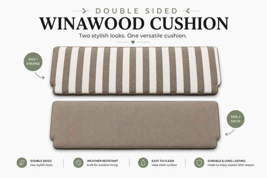 Winawood Double Sided 3 Seater Bench Cushion - Stripes/Solid
