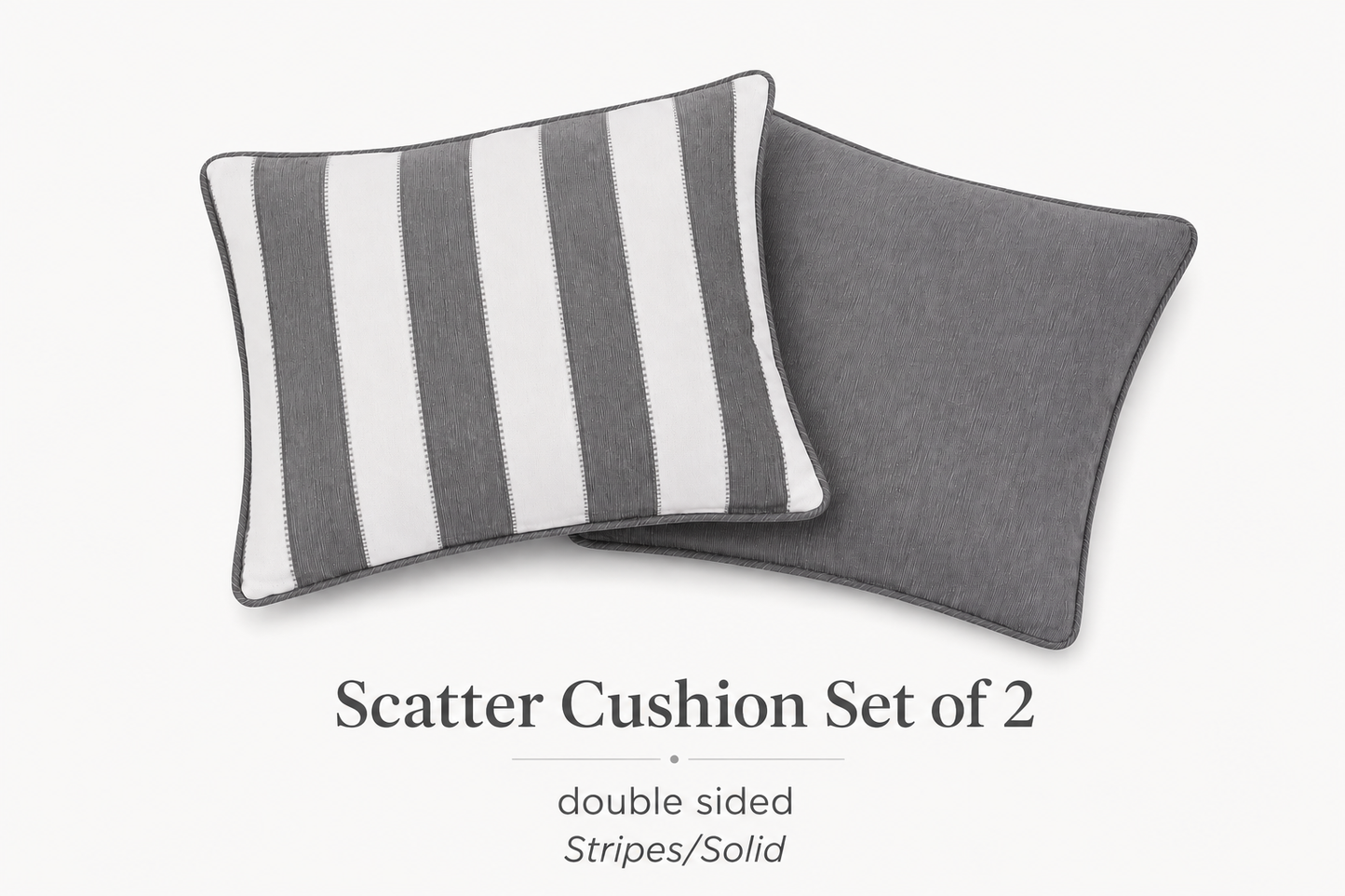 Winawood Double Sided Scatter Cushion Set of 2 - Stripes/Solid