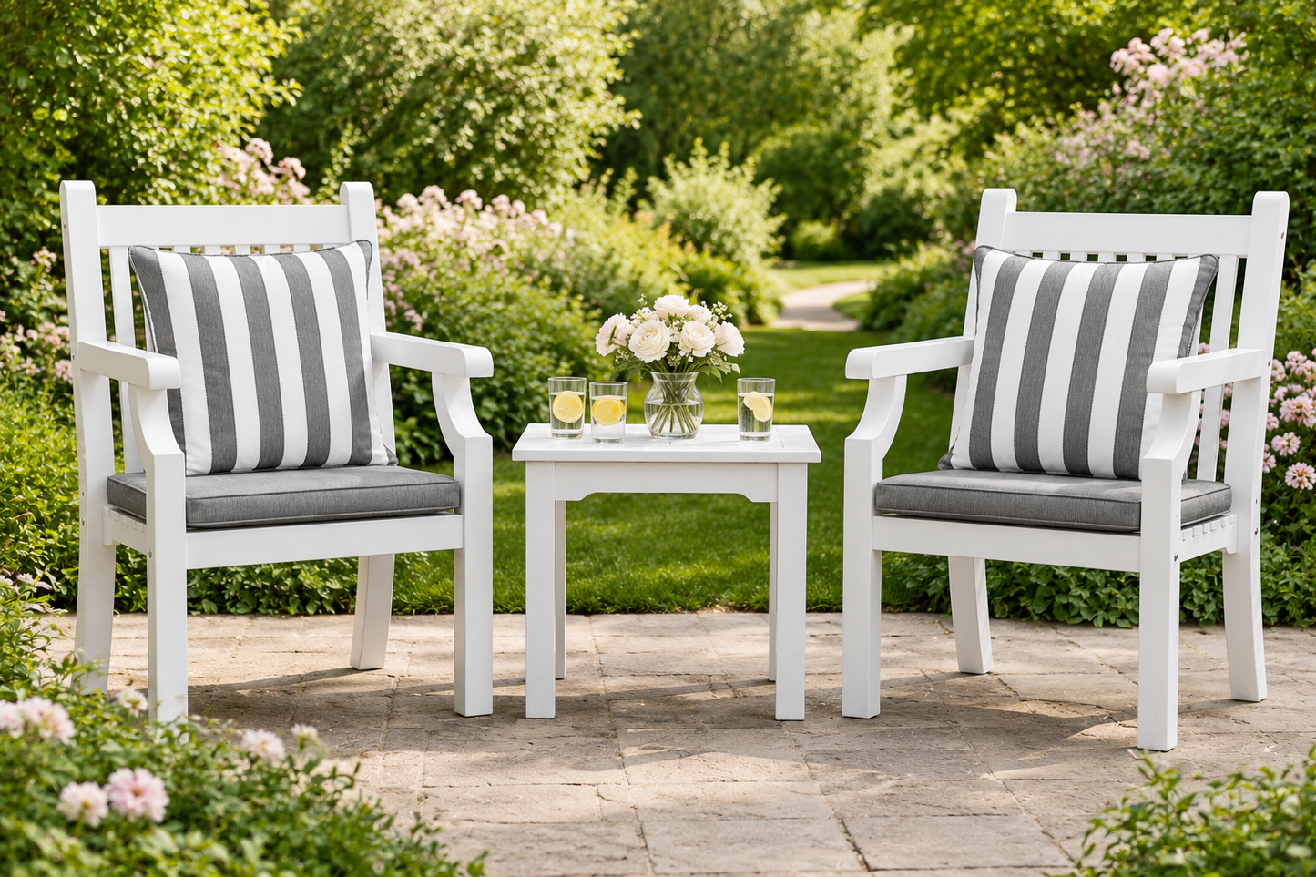 Winawood Double Sided Armchair Cushion - Stripes/Solid