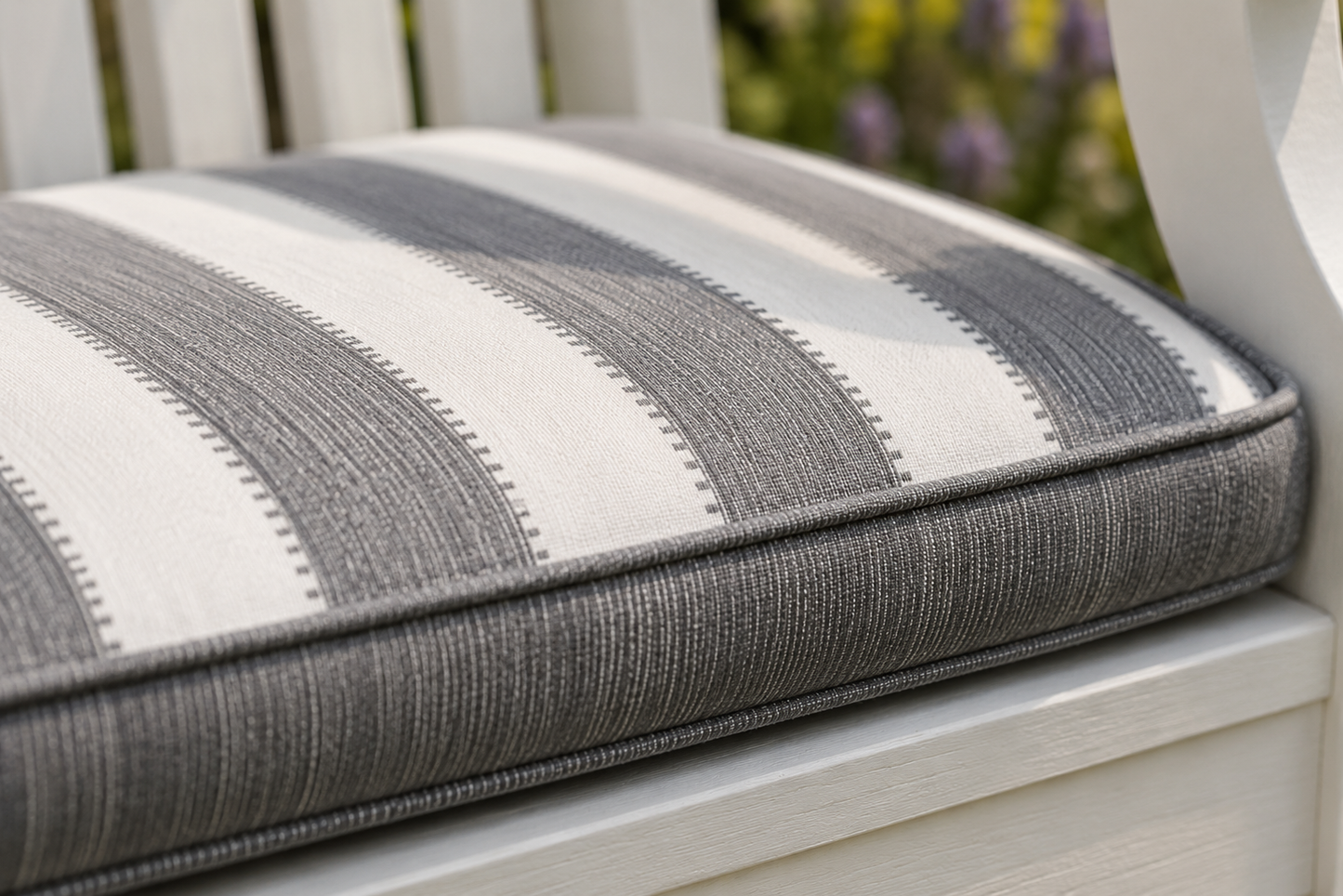 Winawood Double Sided 3 Seater Bench Cushion - Stripes/Solid