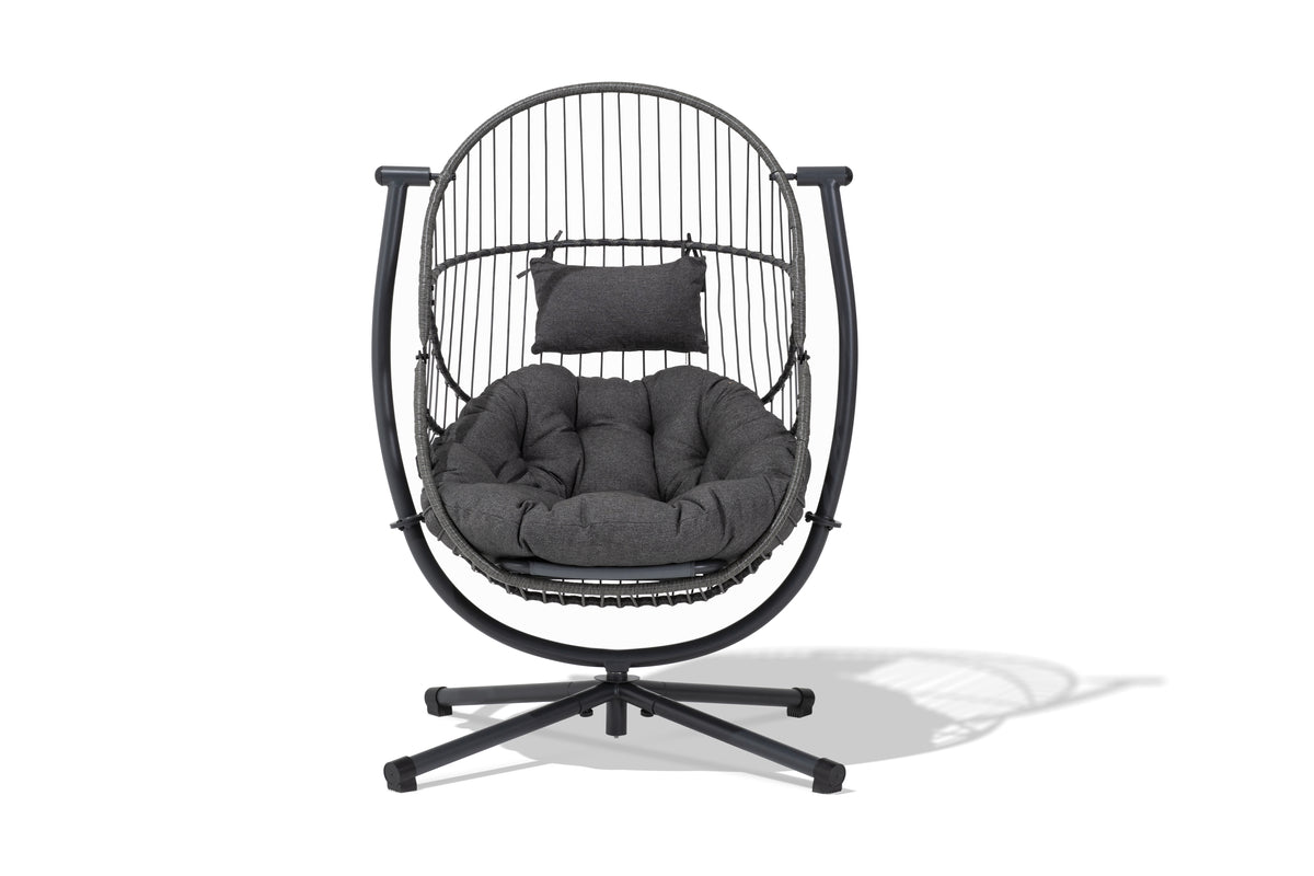 Orbit 360° Swivel & Rocking Garden Egg Chair - Grey