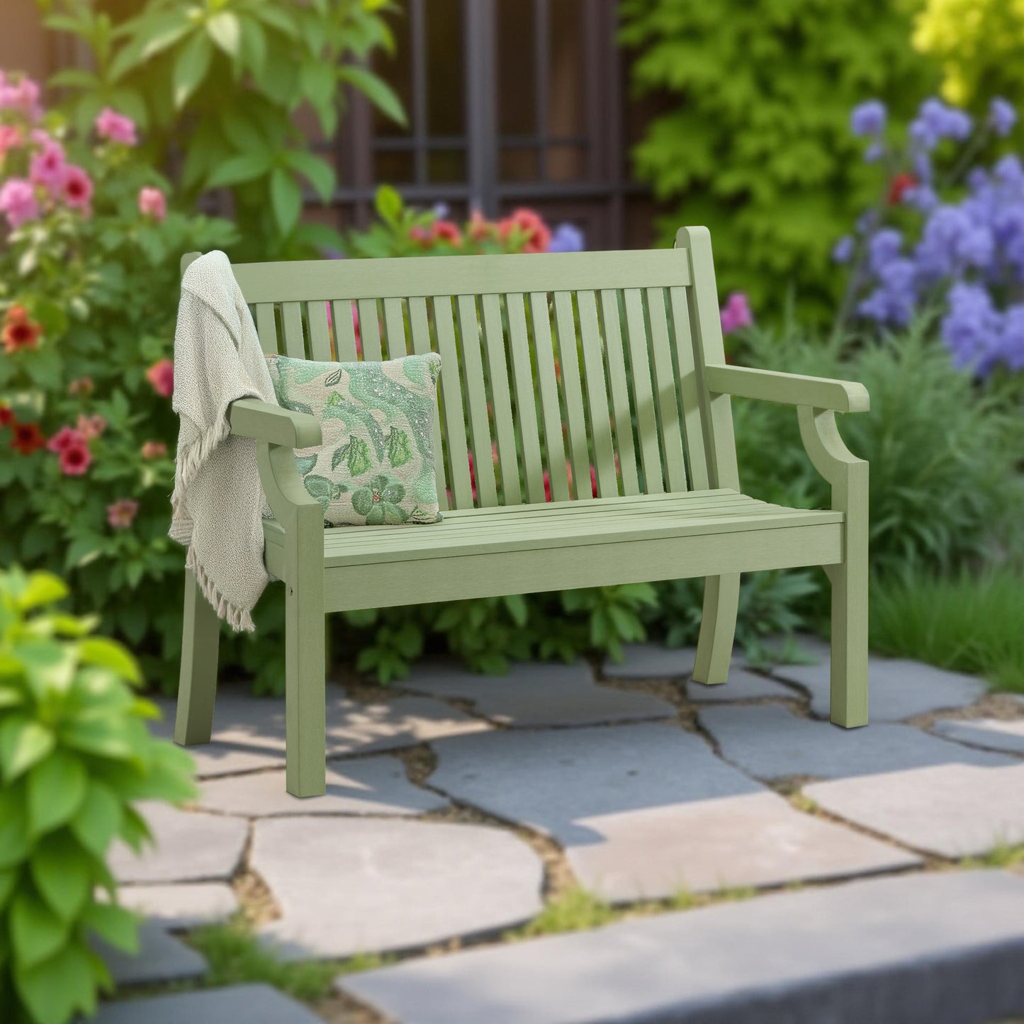 Winawood Sandwick 2 Seater Wood Effect Bench - Duck Egg Green