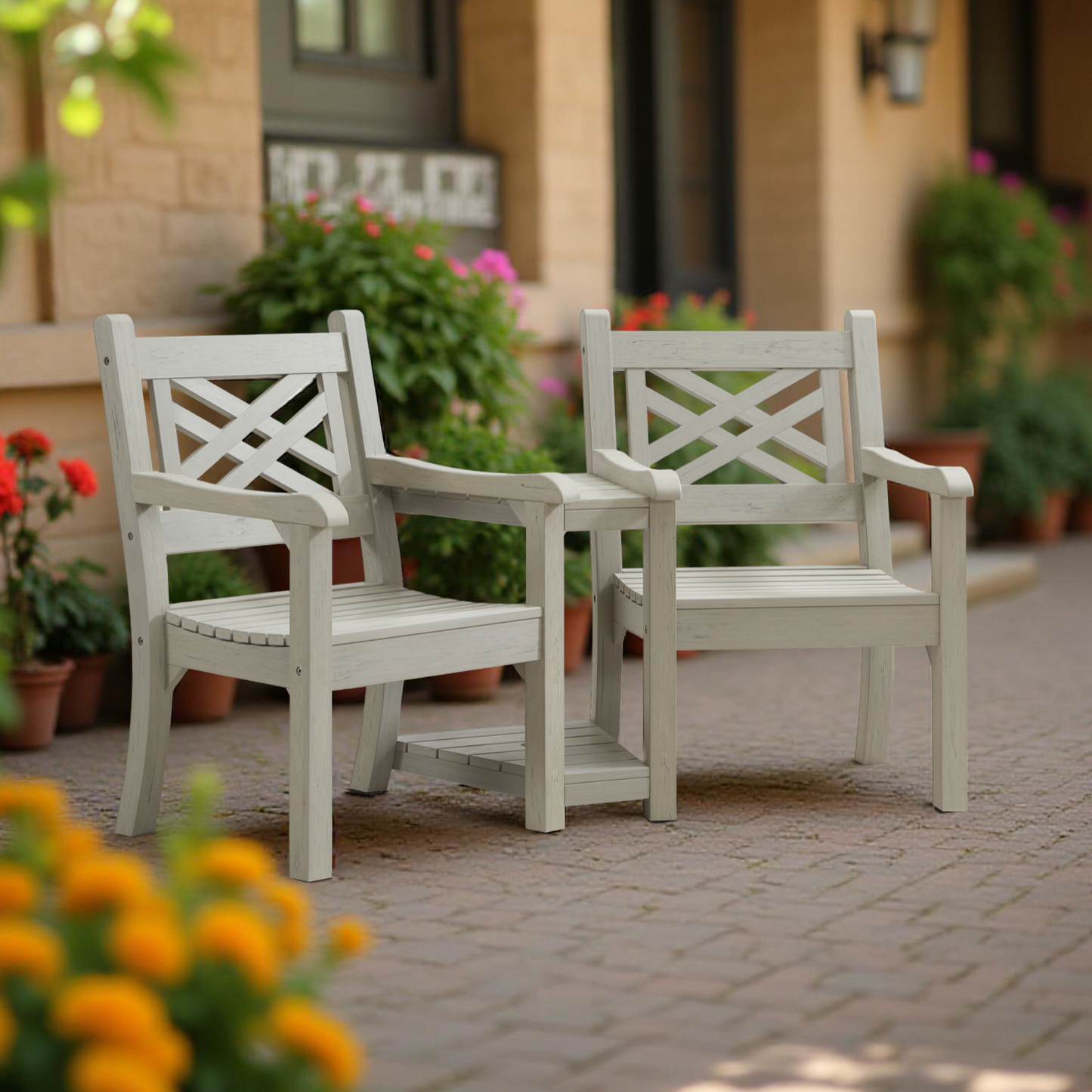 Winawood Speyside Wood Effect Love Seat - Stone Grey