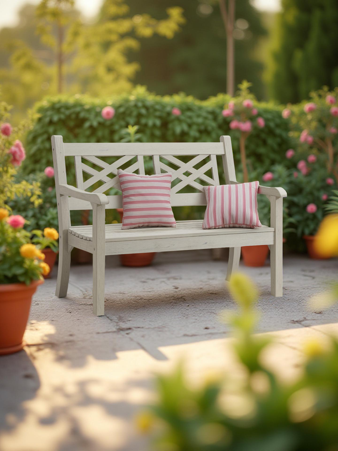 Winawood Speyside 2 Seater Wood Effect Bench - Stone Grey