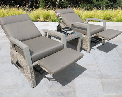 Camilla Reclining Bistro Set - Natural / Cappuccino