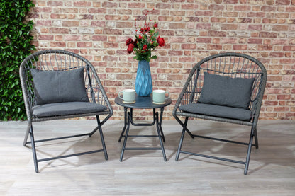 Holly Folding Bistro Set with bespoke carrybag - Folding chairs and folding table - Grey
