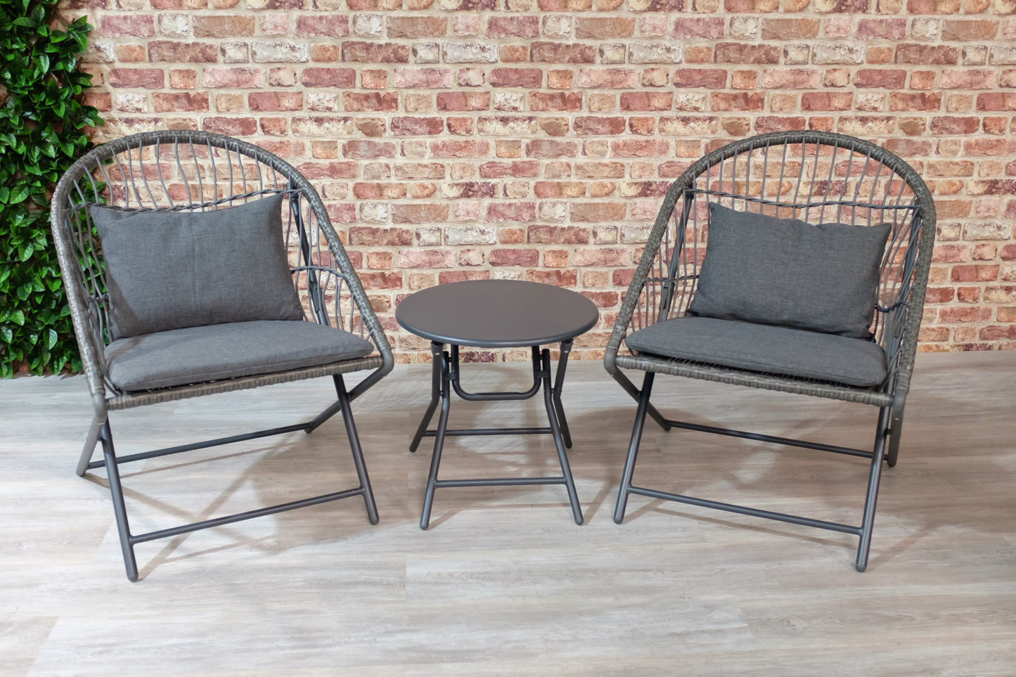 Holly Folding Bistro Set with bespoke carrybag - Folding chairs and folding table - Grey