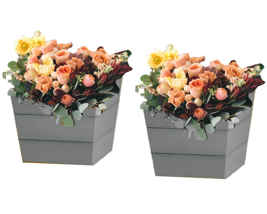 Set of 2 Small  Winawood Planters - Stone Grey