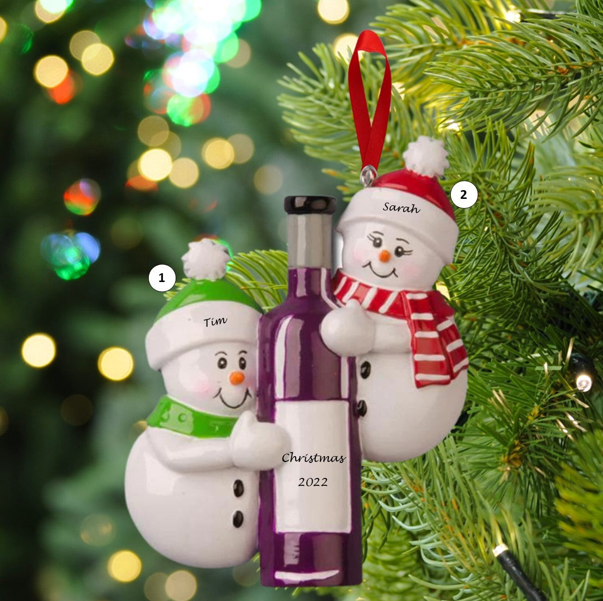 Wine Bottle Couple Personalised Christmas Decoration