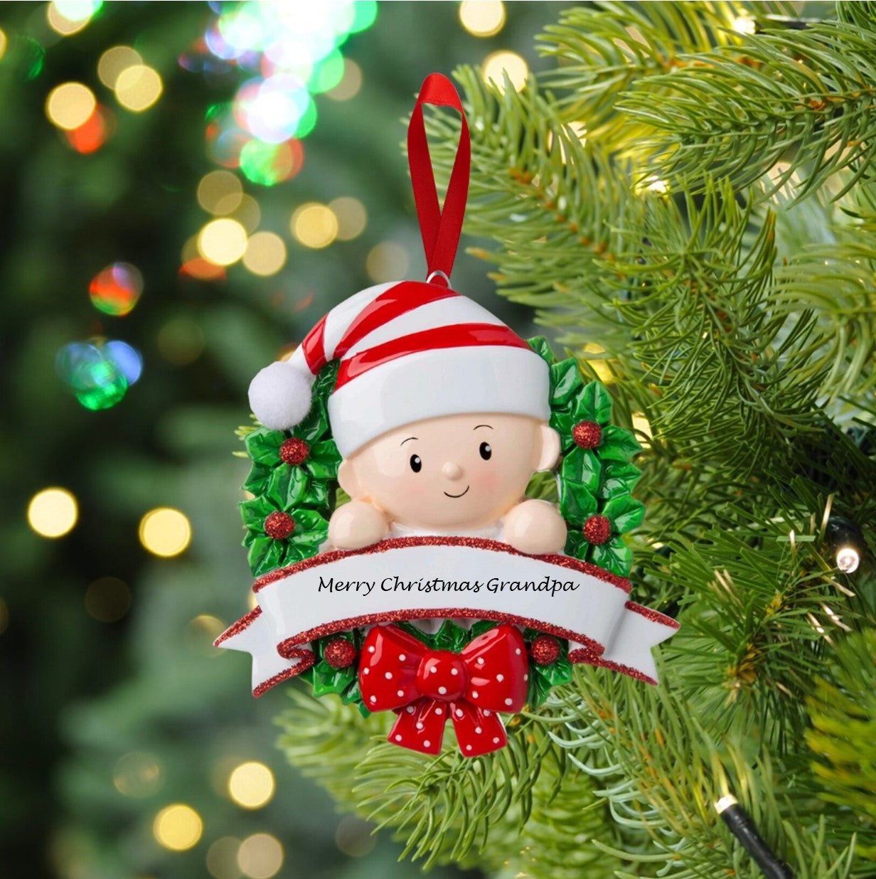 Personalised baby christmas shop decorations