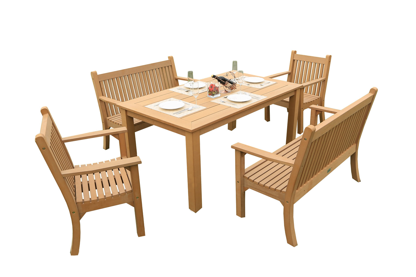 Winawood Wood Effect Rectangular Dining Table - L170cm x D98.3cm x H76cm - New Teak