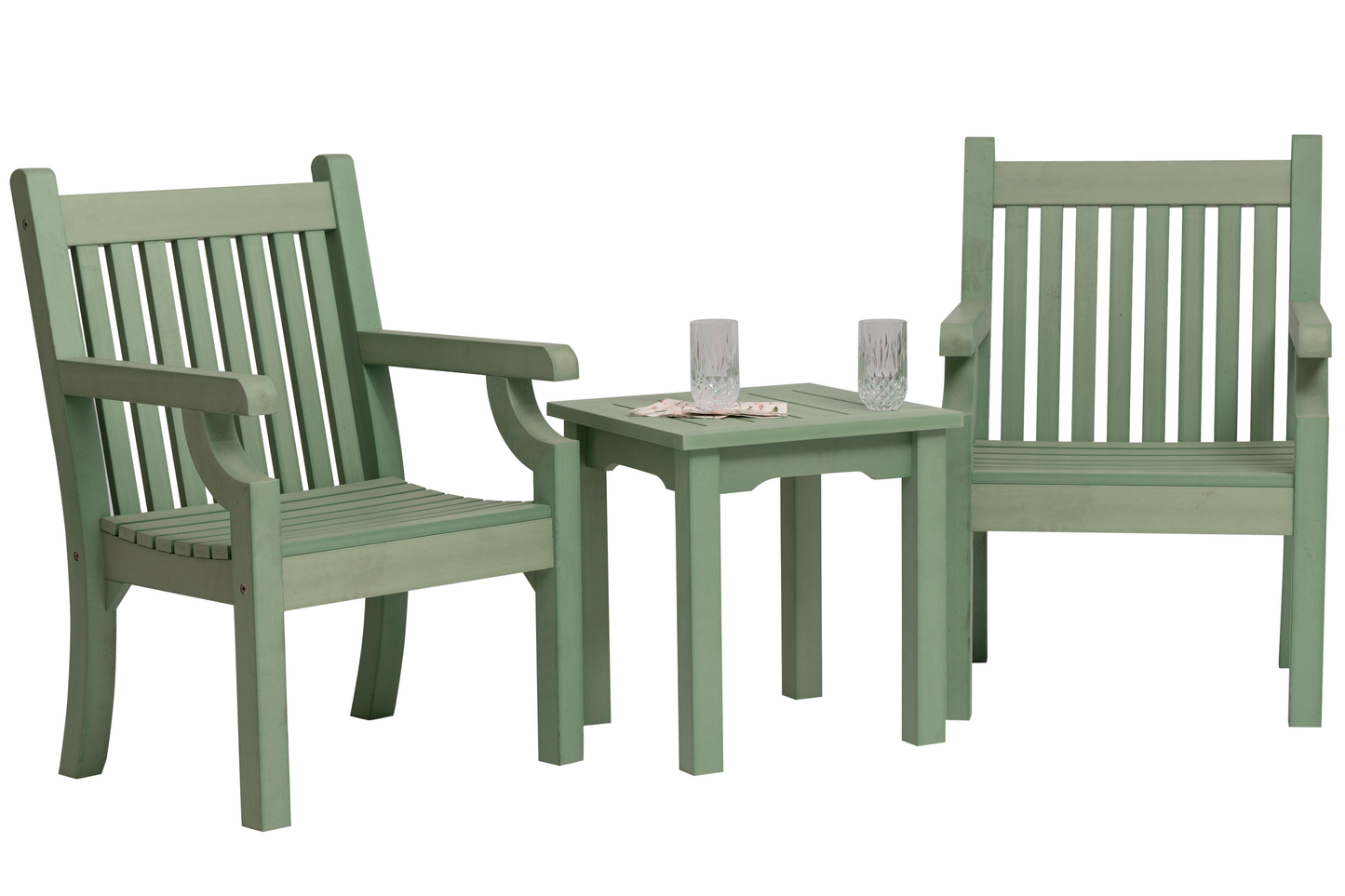 Winawood Wood Effect Side Table - L49.3cm x D49.3cm x H53cm - Duck Egg Green