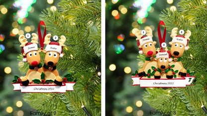Reindeer Family Personalised Christmas Ornament