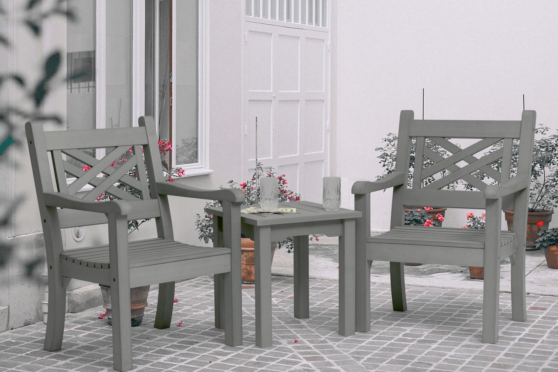 Winawood Wood Effect Side Table L49.3cm x D49.3cm x H53cm Stone Grey