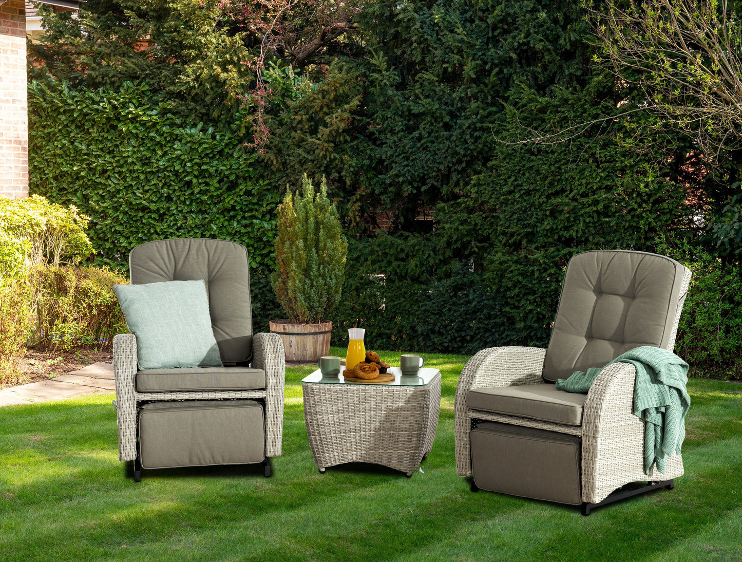 Bellevue Rocking & Reclining Set - Natural/Cappuccino