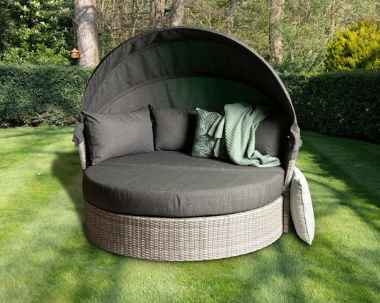 Olivia Double Garden Day Bed with Adjustable Canopy - Light  Grey