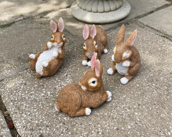 Set of 4 Stone Garden Country Bunnies