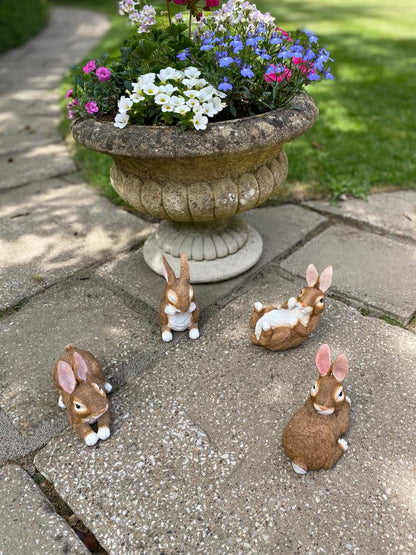 Set of 4 Stone Garden Country Bunnies