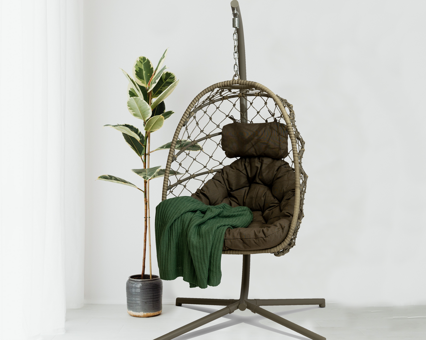 Christina Single Hanging Chair - Natural/Cappuccino