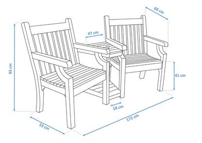 Bundle: Sandwick Love Seat + 2x Bespoke Cushion - New Teak