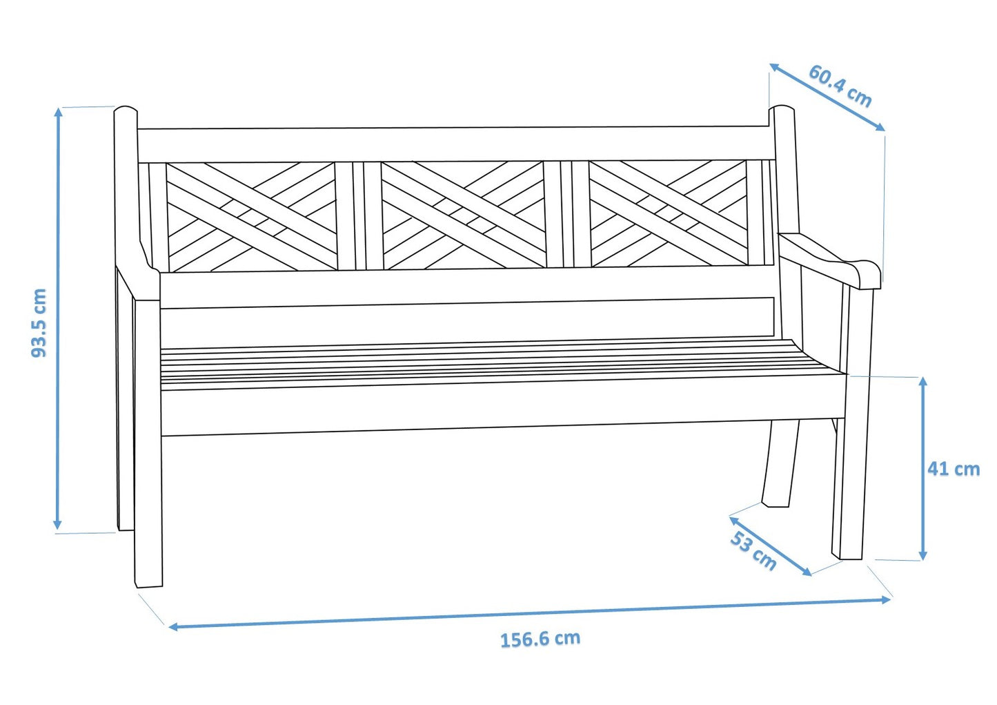 Bundle: Speyside 3 Seater Bench + Bespoke Cushion - Powder Blue